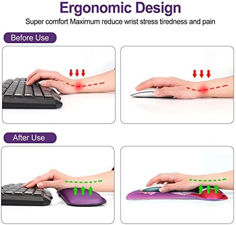 ToLuLu Keyboard Mouse Pad Wrist Rest Set, Gel Ergonomic Mouse Pads Wrist Support for Computer Laptop Home Office, Mousepad Keyboard Wrist Support Memory Foam for Easy Typing Pain Relief, Cat Princess