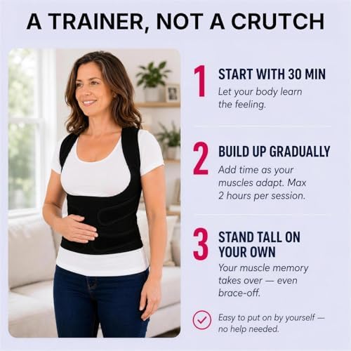 Fit Geno Posture Corrector for Women & Men, Back Shoulder Support Brace