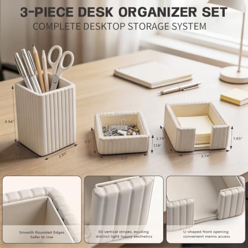 3 Pack Desk Organizer Set of Pen Holder,Paperclip Storage Sticky Note Holde