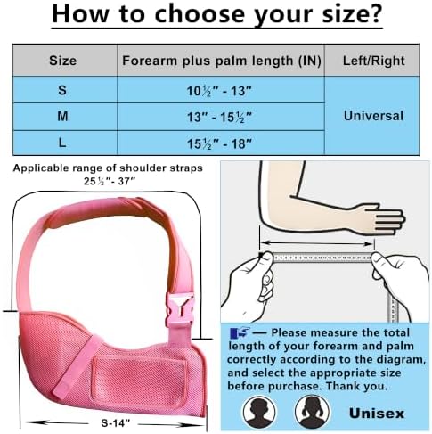 VISKONDA Arm Sling Shoulder Immobilizer-Rotator Cuff Support Brace-Comfortable Medical Sling for Shoulder Injury,Left and Right Arm,Men and Women,for Broken,Dislocated,Fracture,Strain(Pink,Small)