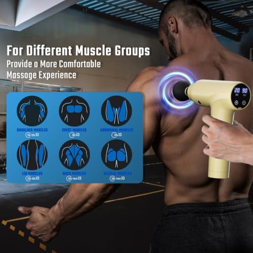 cotsoco Massage Gun Deep Tissue, Muscle Massage Gun with 9 Attachment Heads 20 Speeds & Silent Brushless Motor for Pain Relief, Handheld Percussion Back Massager Gun,Gift for Mom/Dad