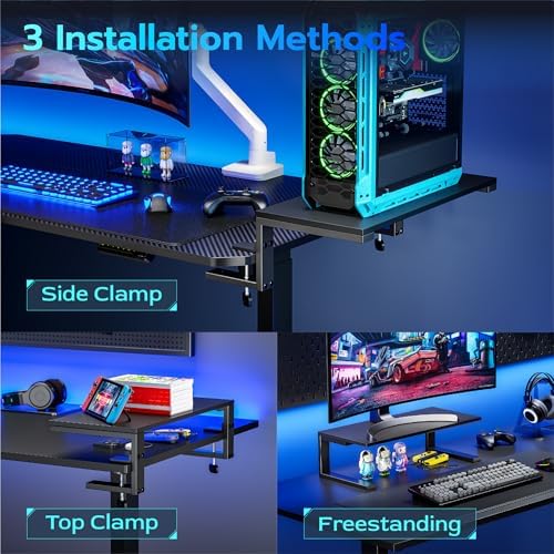 ARES WING Clamp-On 21.7" Desk Extender Shelf, Heavy Duty Desktop Organizer