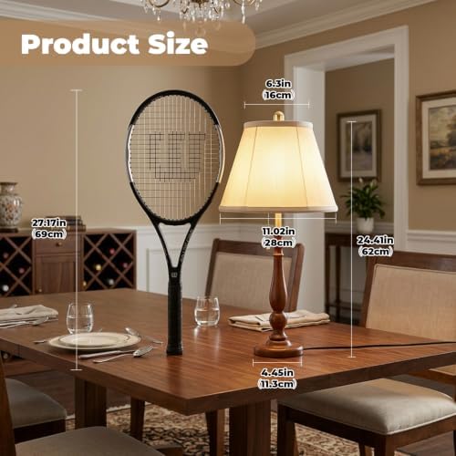LALISU Farmhouse Table Lamps Rustic Bedroom Lamps 24.41" Wood Bedside Lamp