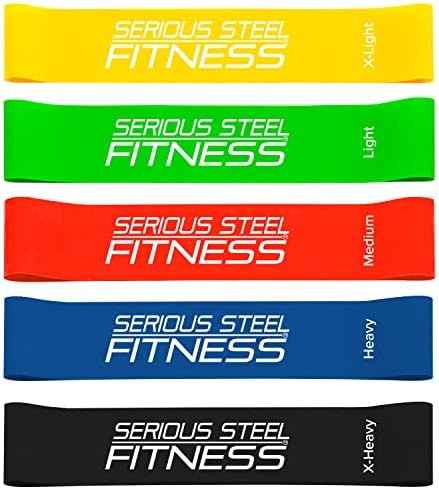 Serious Steel Fitness Mini Resistance Loop Bands | Rehab and Prehab Stretch Bands | 12" Exercise Workout Bands (Sets of 5 Pack and Sets of 10 Pack Trainer Options Available!)