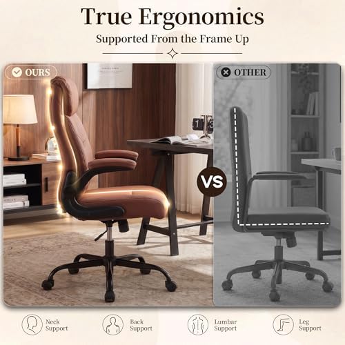 Office Chair, Leather Ergonomic Computer Desk Chair with Rocking