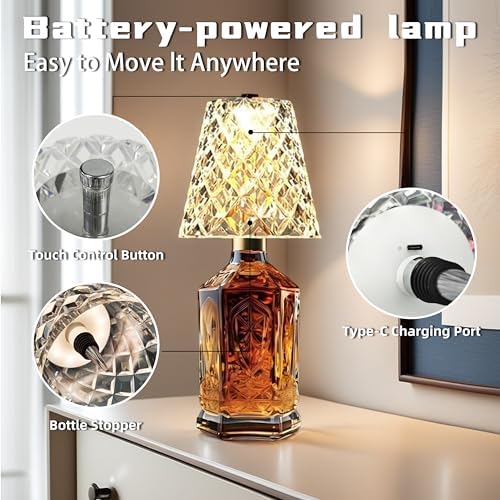 2 Pack Wine Bottle Lamp Crystal Clear