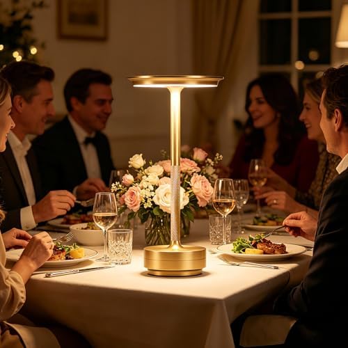 LED Cordless Table Lamp Rechargeable Battery Outdoor Light Gold