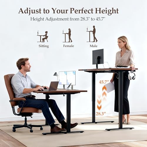 Klicelor L Shaped Standing Desk 55 x 31.5 Inch, Electric Height Adjustable Corner Desk for Home Office Workstation, Ergonomic Sit Stand Computer Table with Memory Controller, Rustic Brown