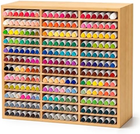 Marker Organizer for 180 Markers Bamboo Wooden Desk Storage Organizer Rack Bamboo Marker-Organizer All-in-One Marker Storage for Art Markers, Brush Pens, Pencils