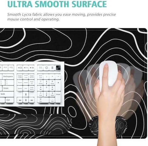 4 in 1 Large Mouse Pad,Keyboard Wrist Rest Set,Desk Mat with Stitched Edges Thicken Desk Pad,Wrist Support for Keyboard and Mouse,Desk Mat for Home Office Game(Black Marble)