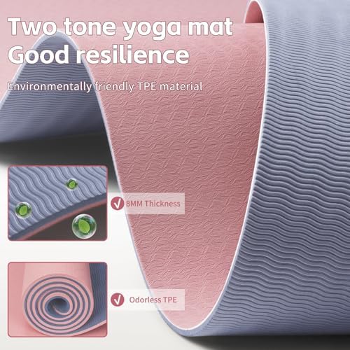 PAIDU Yoga Mat 8mm TPE Non‑Slip Fitness Mat with Strap for Home Workouts