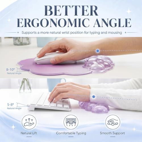Gel Cloud Wrist Rest, Keyboard & Mouse Pad Set for Office, Non-Slip Support