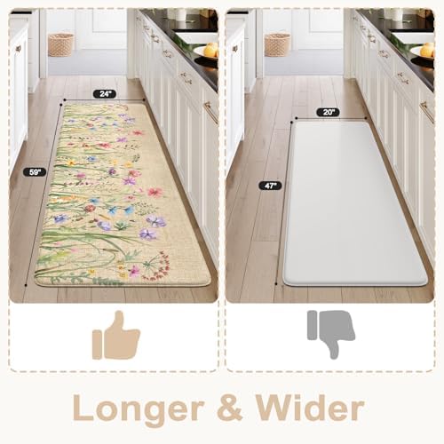 KIMODE Anti Fatigue Kitchen Mats for Floor, Farmhouse Kitchen Runner Rug