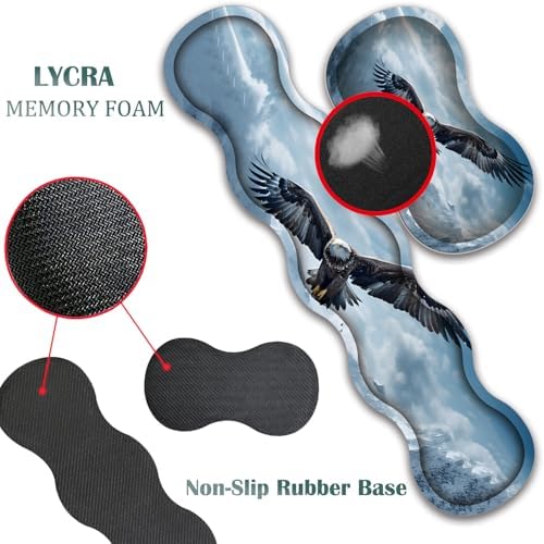 4 in 1 Mouse Pad Combo, Large Gaming Mouse Pad + Keyboard Wrist Support + Mouse Wrist Rest + Coaster, Table Pad 31.5 "x 11.8" with Memory Foam Ergonomic Wrist Pad Set, Eagles in The Sky