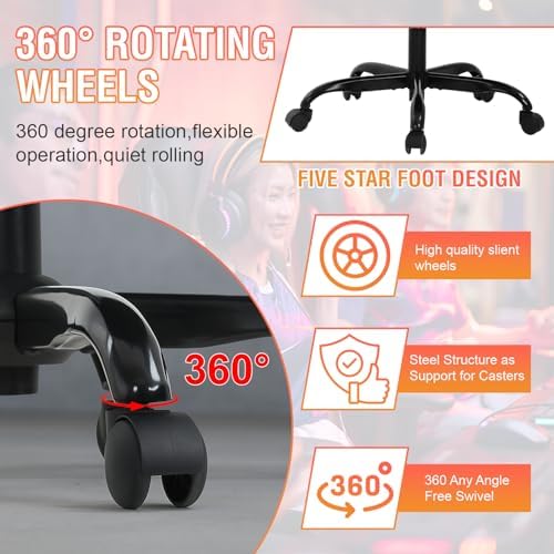 High-Back Computer Gaming Chair White Massage Office Chair Ergonomic Racing
