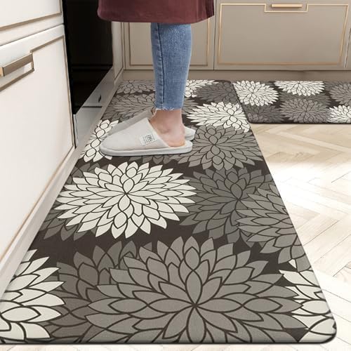 HEBE Anti Fatigue Kitchen Rugs Set of 2, Cushioned Kitchen Mats for Floor