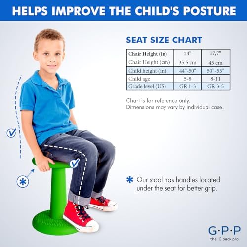 Kids Wobble Stools, 2-Pack, 17.7-Inch Active Seating, Green