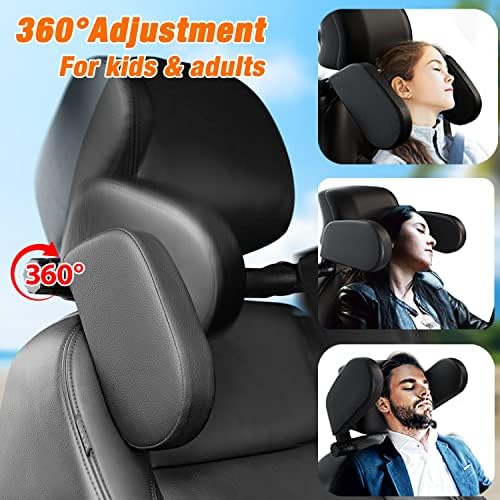 Car Headrest Pillow, Roadpal Adjustable Sleeping Headrest for Car Seat, Head Neck Support Rest Pillows for Kids Adults Travel, Only fit for Car Seat Headrest with Poles (Upgrade-Black)