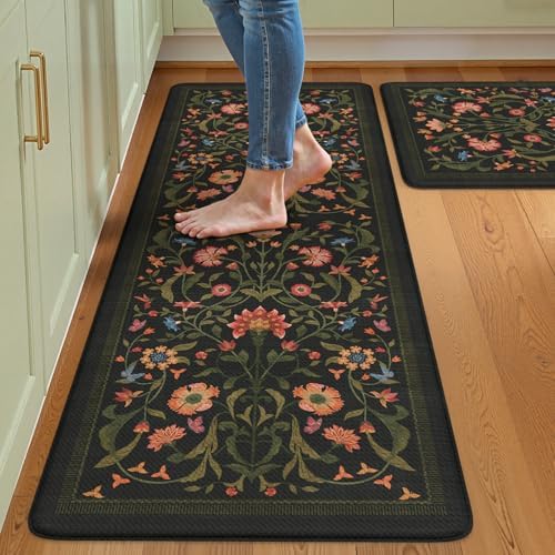 Collive Kitchen Rugs Sets of 2, Waterproof Anti Fatigue Kitchen Mats