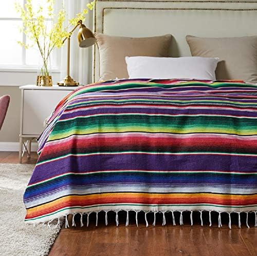 Xplanet 84 X 59 Inch Mexican Serape Blanket Bay Window Blanket, Mexican Tablecloth Serape Tatami Blanket Bed Blanket Table Cover Tapestry Blanket Picnic Mat for Mexican Party Wedding Decorations