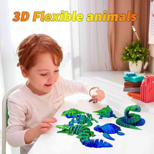 6pcs 3D Printed Toy Snake Flexible，Articulated Fidget Toys,Large，3D Printed Animals,Desk Executive Toy，Easter Eggs Basket Stuffers,Toys for Boys Kids Teen Girl 5-7 4-6 8-12