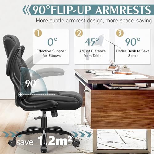 Leather Office Chair, PU Home Computer Desk Chairs with Ergonomic Back Support, 360°Swivel Free，Small Gaming Chair with Wheels and Adjustable Armrests, for Short People Use