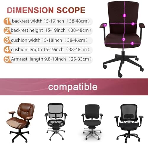 Tallew 4 Pcs Office Chair Covers Stretch Seat Armrest, Dark Brown