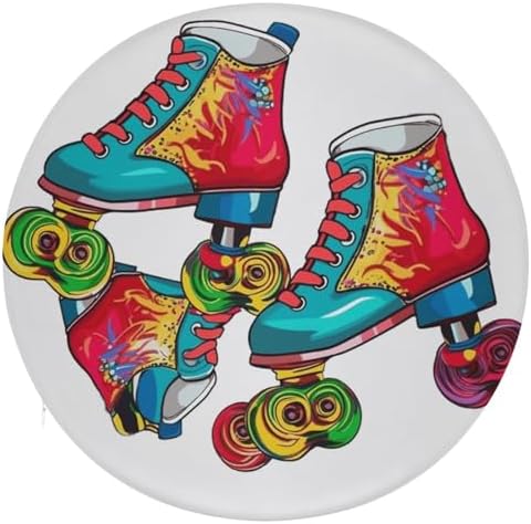 Colorful Roller Skates Round Memory Foam Seat Cushion with Removable Polyester Cover, Soft Breathable Slow Rebound Comfort Chair Pad for Dining Office Patio Kitchen and Home Furniture