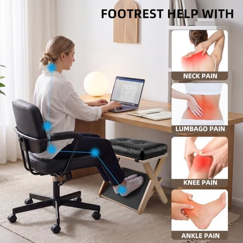 Foot Rest Under Desk at Work, Solid Wood Double Step Footstool