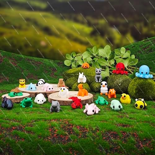 25 pcs 3D Printed Animal Figurines, Mini Articulated Animal Figurines Toys