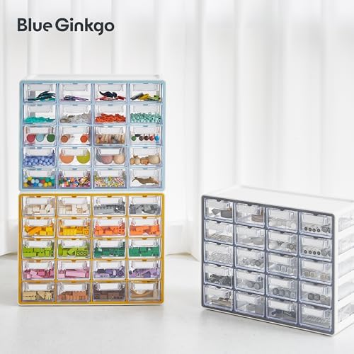 Blue Ginkgo 20-Drawer Storage Cabinet Organizer, Blue, Made in Korea