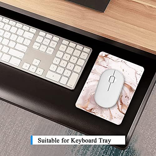 Small Mouse Pad, Mini Mouse Pad 6 x 8 Inch, Thick Rubber Waterproof Mouse Mat, Cute Mousepad for Women Men Kids Wireless Mouse Mini Laptops Keyboard Tray Home Office Travel, Gold Pink Marble