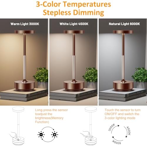 LED Cordless Table Lamp Rechargeable,Battery Powered Outdoor Table Light