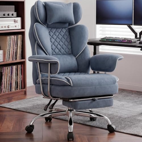 N-GEN GAMING Big and Tall Gaming Chair with Footrest, Reclining Chair, Blue