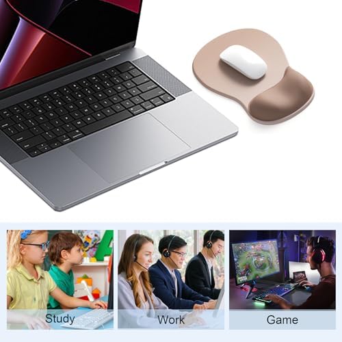 Ergonomic Mouse Pad with Gel Wrist Support, Comfortable Wrist Rest Mousepad with Non-Slip PU Base for Pain Relief, Desk, Home & Office(Brown)