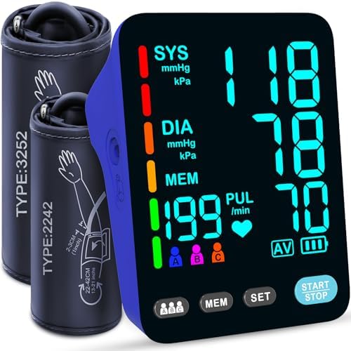 Automatic Upper Arm Blood Pressure Monitor, 3 * 199 Sets Memory, Blue
