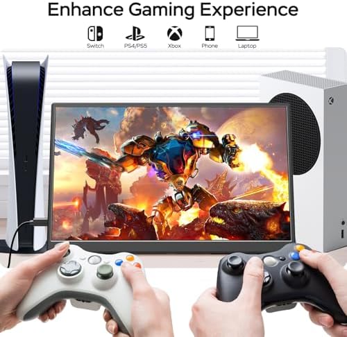 WGK 14 inch Portable Monitor 1200P FHD+ 100% sRGB Travel Display HDMI/USB-C Compatible with Laptops, Desktops, Phones, PS, Mac, Xbox, Switch, and Other Gaming Devices Includes Stand and Speakers VESA