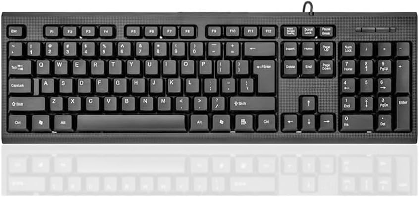 Guiheng Wired Computer Keyboard, Plug Play USB, Large Number Pad, LED Indicators，Ergonomic, Foldable Stands,Anti-Wear Letters Full Size Keyboard,for Windows Mac PC Laptop-Black