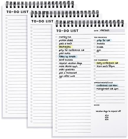 To Do List Notepad 3 Pack with Multiple Functional Sections, Daily Planner