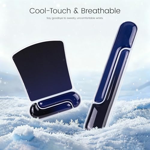 Ospelelf Mouse Pad with Wrist Rest and Ergonomic Gel Keyboard Hand Wrist, Support for Typing Gaming, Relieve Wrist Pain, Cool & Easy to Clean, for Office, Programmer, Home Computer Use Black Blue