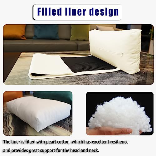 Velvet Recliner Headrest Pillow, Non-Slip Neck Support, Ivory