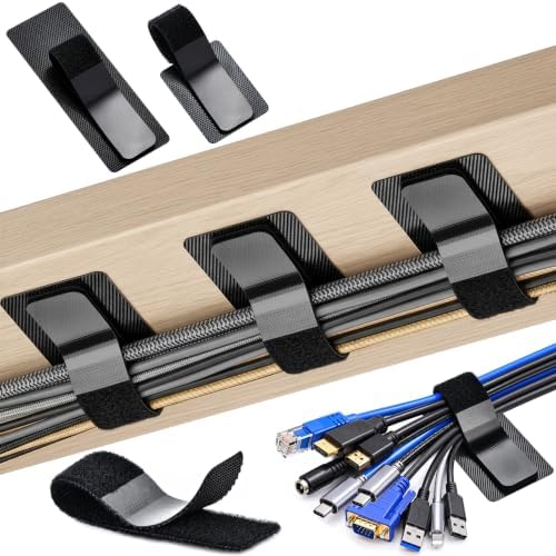 Cable Management Under Desk, 60 Pair Cord Organizer Straps