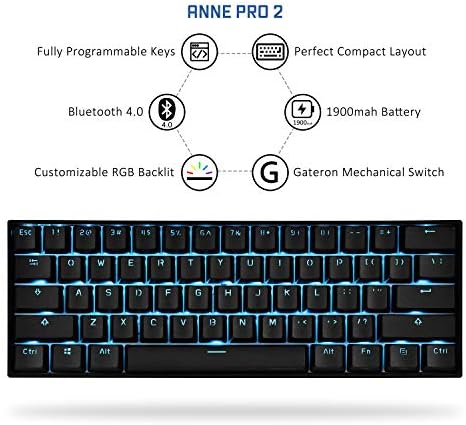 Mechanical Gaming Keyboard 60% True RGB Backlit - Wired/Wireless Bluetooth 5.0 PBT Type-c Up to 8 Hours Extended Battery Life, Full Keys Programmable (Gateron Brown, White)