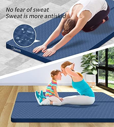 nuveti Large Exercise Mat - 15mm/20mm/30mm Thick Yoga Mat | Workout Mat for Fitness, Yoga, Pilates, Stretching & Floor Exercises for Women & Men with Free Carrying Bag