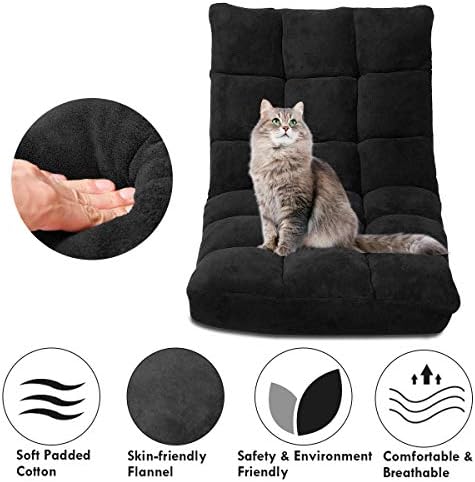 GIANTEX Floor Chairs for Adults, Floor Gaming Chair w/Back Support (Black)