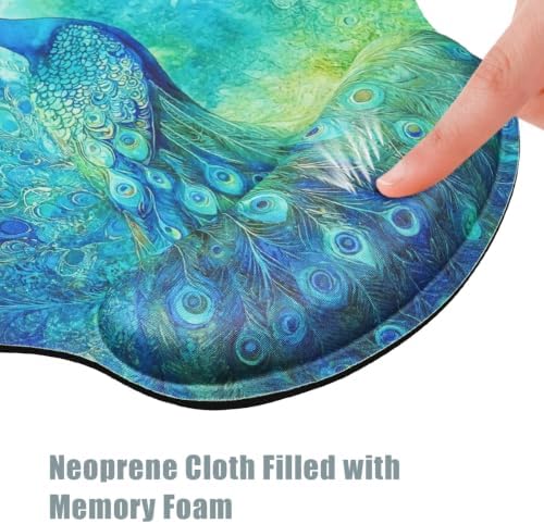 Colored Mouse Pad for Desk with Wrist Rest,Desk Accessories,Peacock
