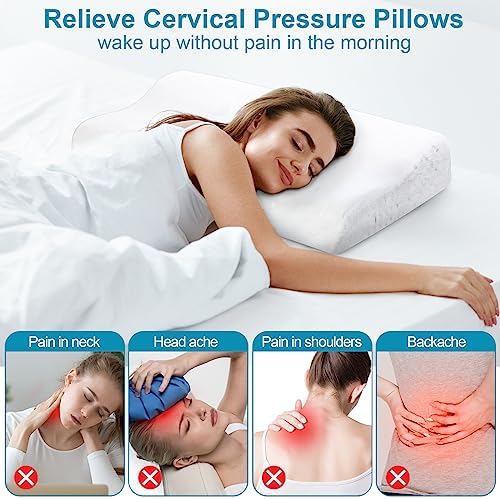 FairySandy 2 Pack Memory Foam Pillow Neck Support Orthopedic Sleeping Pillow Ergonomic for Shoulder Pain Side Back Stomach (Bubble Velvet)