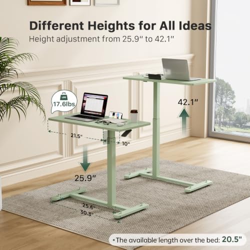 Gibbon Mounts 32” Rolling Mobile Standing Desk, Bedside Table with Wheels