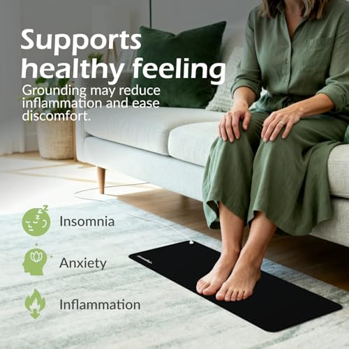 Terra Grounding Mat Earthing Pad - Conductive Carbon Foot Mats with 16ft Cord - Portable Grounding Well Desk Mat for Sleep Pain Relief Energy