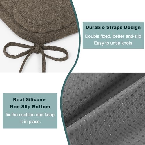 baibu 2-Layer Dining Chair Cushions, 4 Pack, 16.5 x 16.5 x 3.5 in, Brown